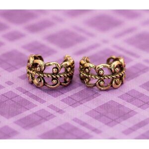 Vintage Victorian Heart Hoop Earrings by Avon - V9